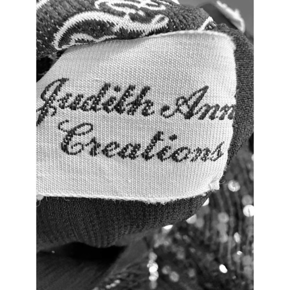 VTG Saks Fifth Ave Flapper Dress Judith Ann Pure Silk Sequined  Sz M/L Blk/Slvr - Picture 8 of 9